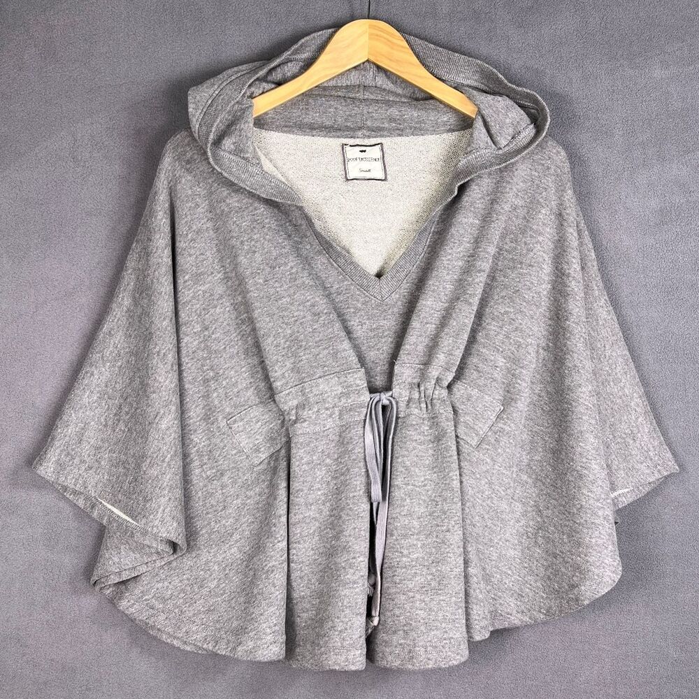 Poof Excellence Womens Gray Hooded Poncho Sweatshirt Cape Small S Cotton Mix